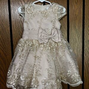 Elegant Cream Floral Kids Dress